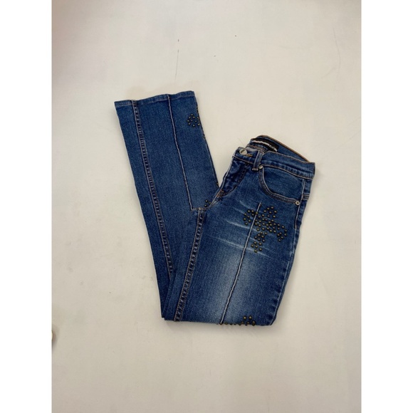 Women's 1990's Studded Boot Cut Jeans Blue Sz One - Picture 1 of 4